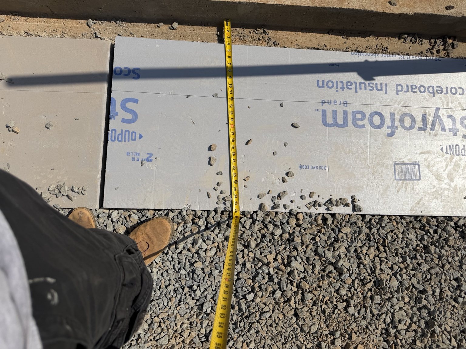 Field measurement over insulation board at a concrete slab edge